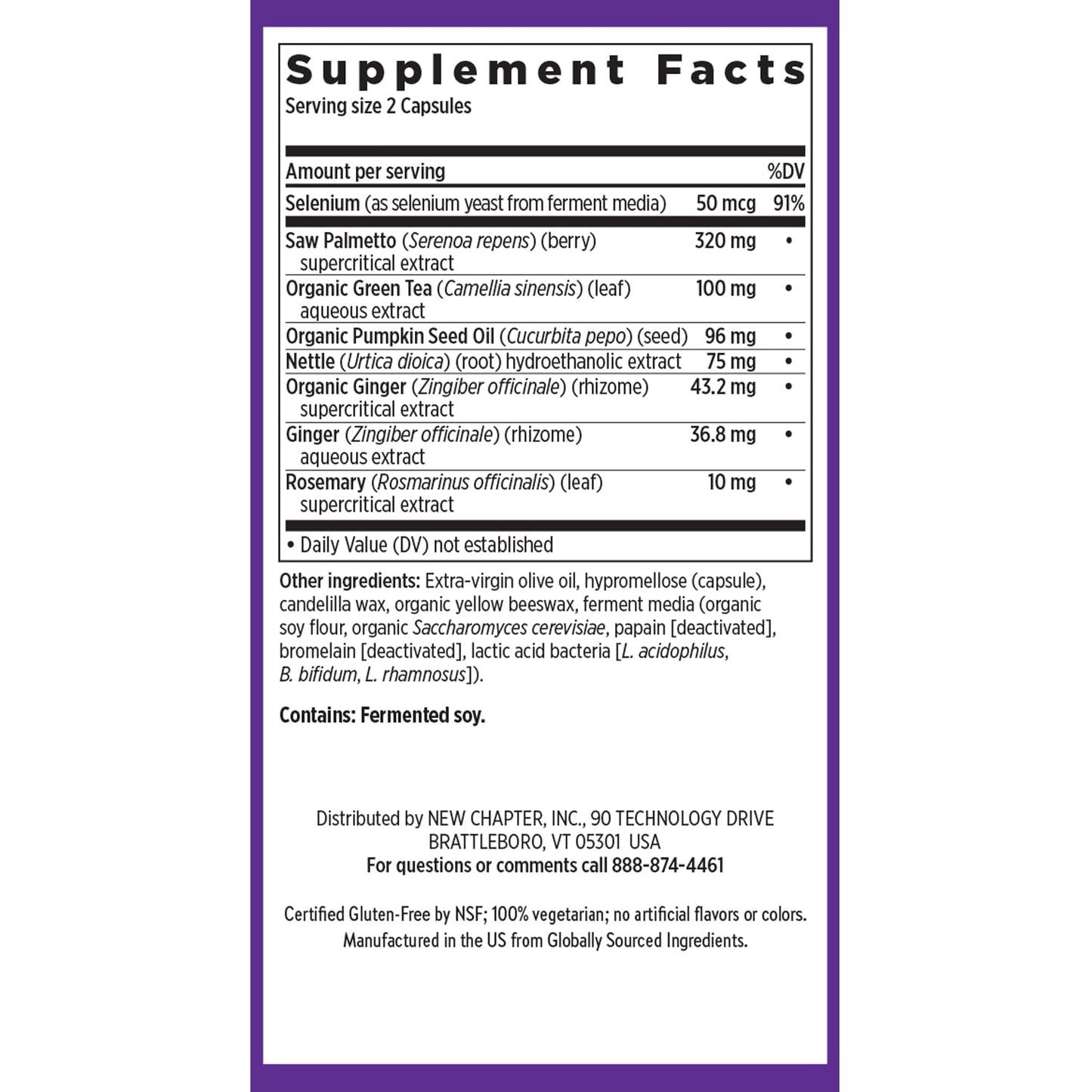 New Chapter Prostate 5LX™ – Prostate Supplement with Clinical-Strength Saw Palmetto + Fermented Selenium, 180 Vegetarian Capsules