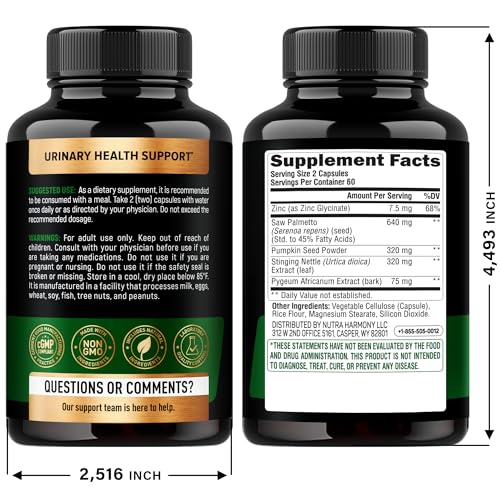 Saw Palmetto for Men 640mg – Prostate Health & Hair Support | 120 Capsules | Made in USA