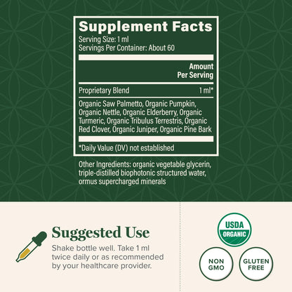 Global Healing Organic Prostate Health – Men's Health Supplement | Prostate Support & Urinary Comfort – 2 Fl Oz