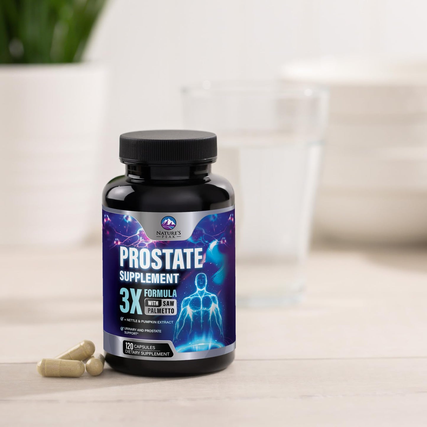 Prostate Health Supplements for Men 1000mg - 3X Strength with Saw Palmetto & Pumpkin Seed - 120 Capsules