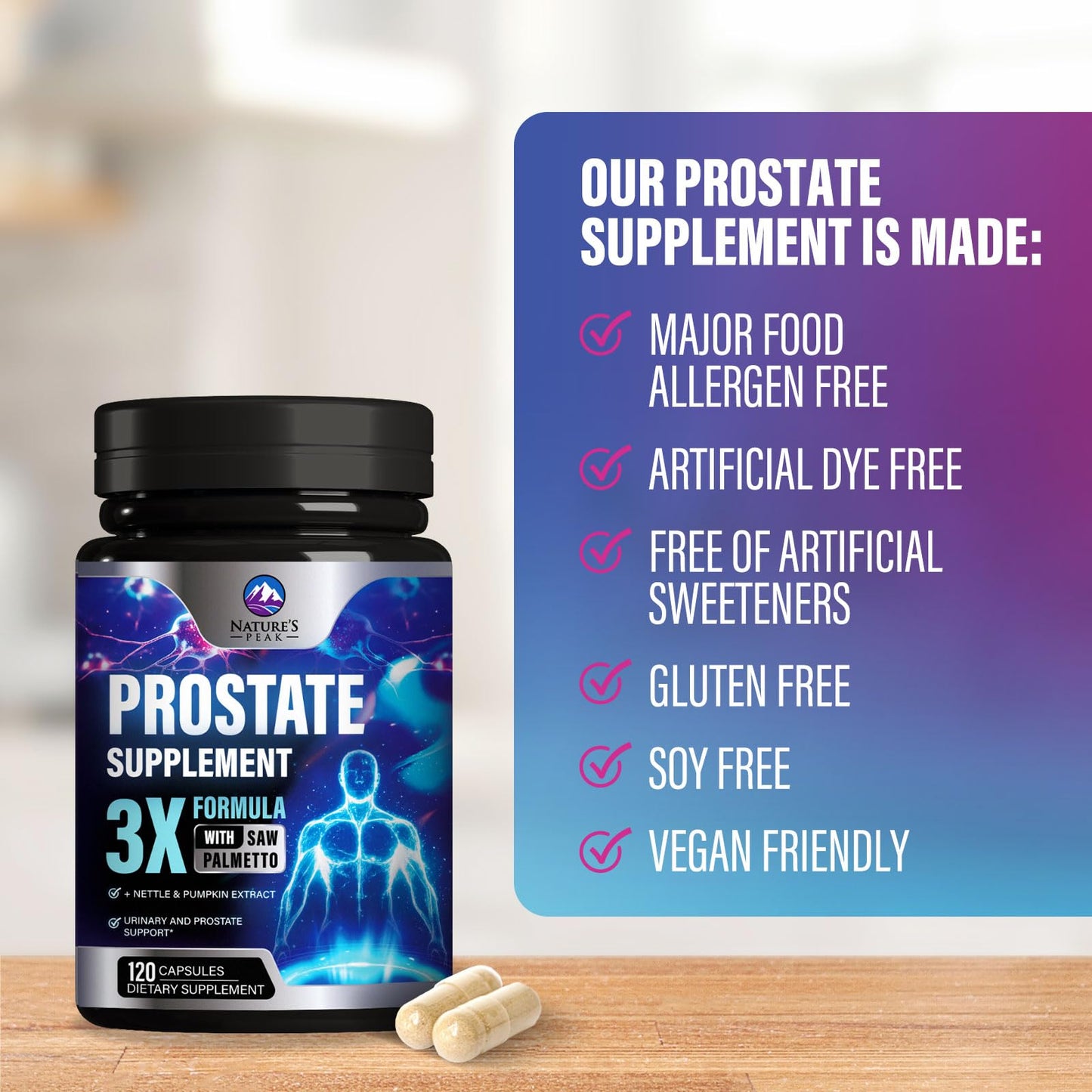 Prostate Health Supplements for Men 1000mg - 3X Strength with Saw Palmetto & Pumpkin Seed - 120 Capsules
