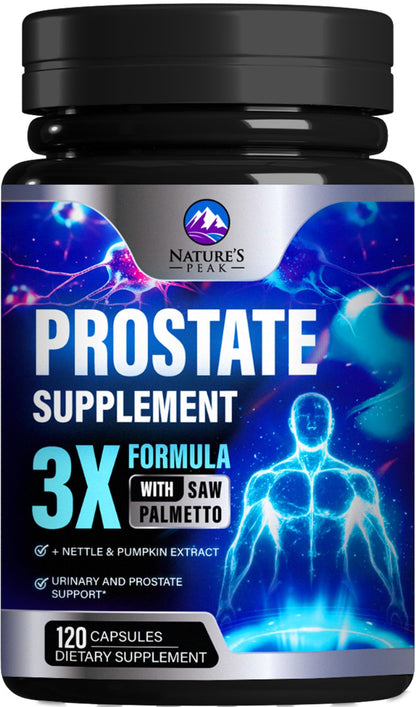 Prostate Health Supplements for Men 1000mg - 3X Strength with Saw Palmetto & Pumpkin Seed - 120 Capsules