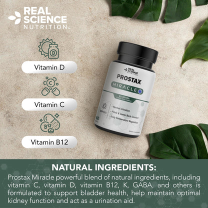 Real Science Nutrition Prostax Miracle – Natural Bladder & Kidney Health for Men