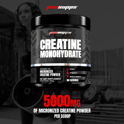 PROSUPPS Creatine Monohydrate Powder for Men & Women, Unflavored - 5,000 mg per Scoop, 60 Servings