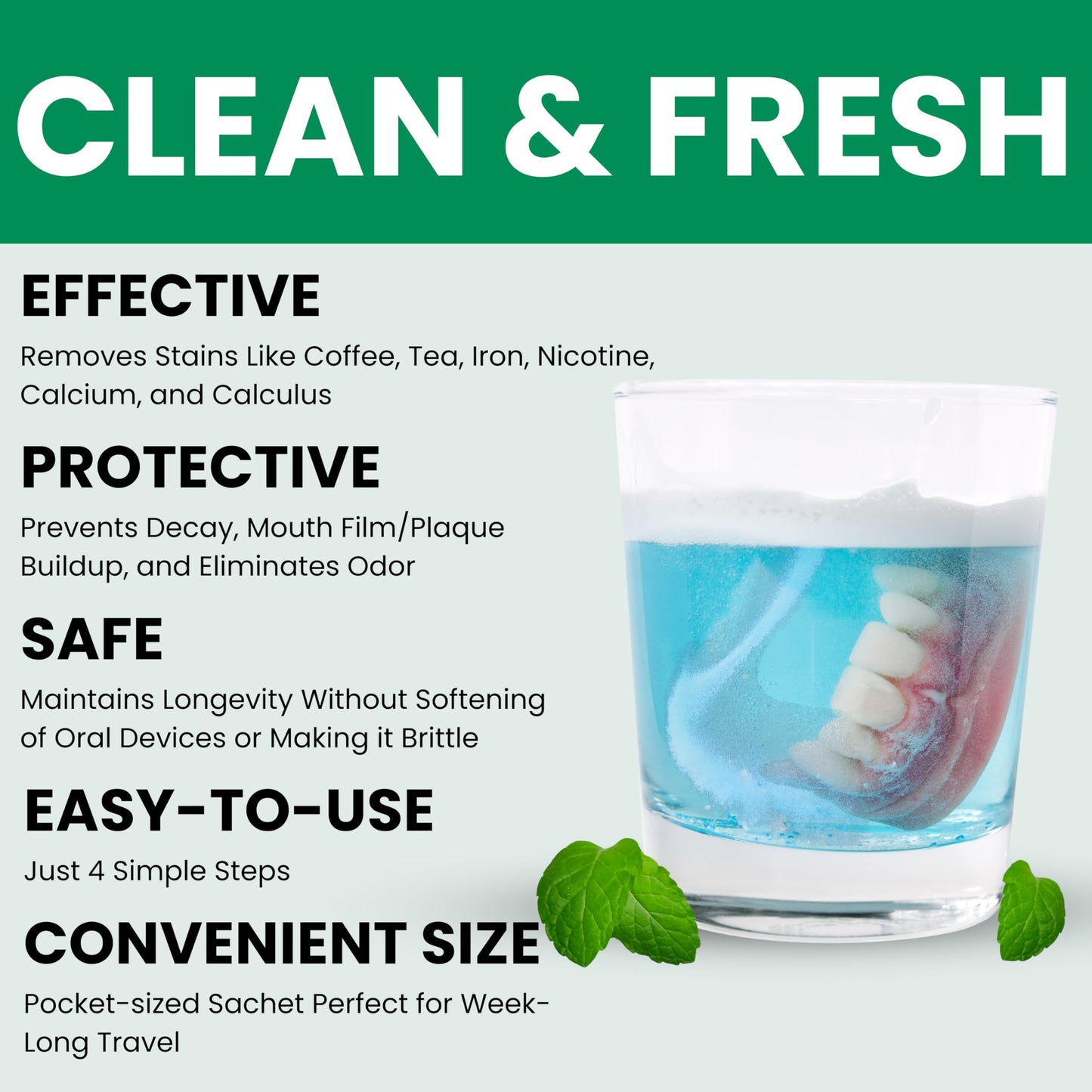Protech Denture Cleaner Foils – 7g (3-Month Supply) for Dentures & Retainers