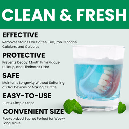 Protech Denture Cleaner Foils – 7g (3-Month Supply) for Dentures & Retainers