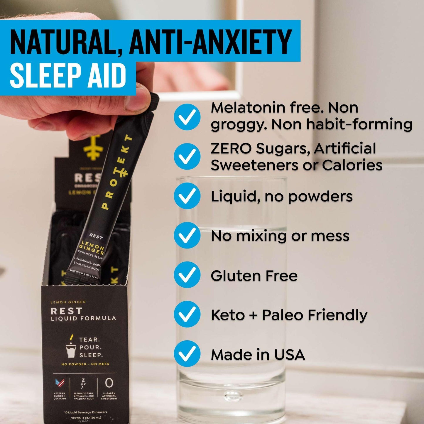 Protekt GABA L-Theanine Sleep Aid - Melatonin-Free Night Support (Grape)