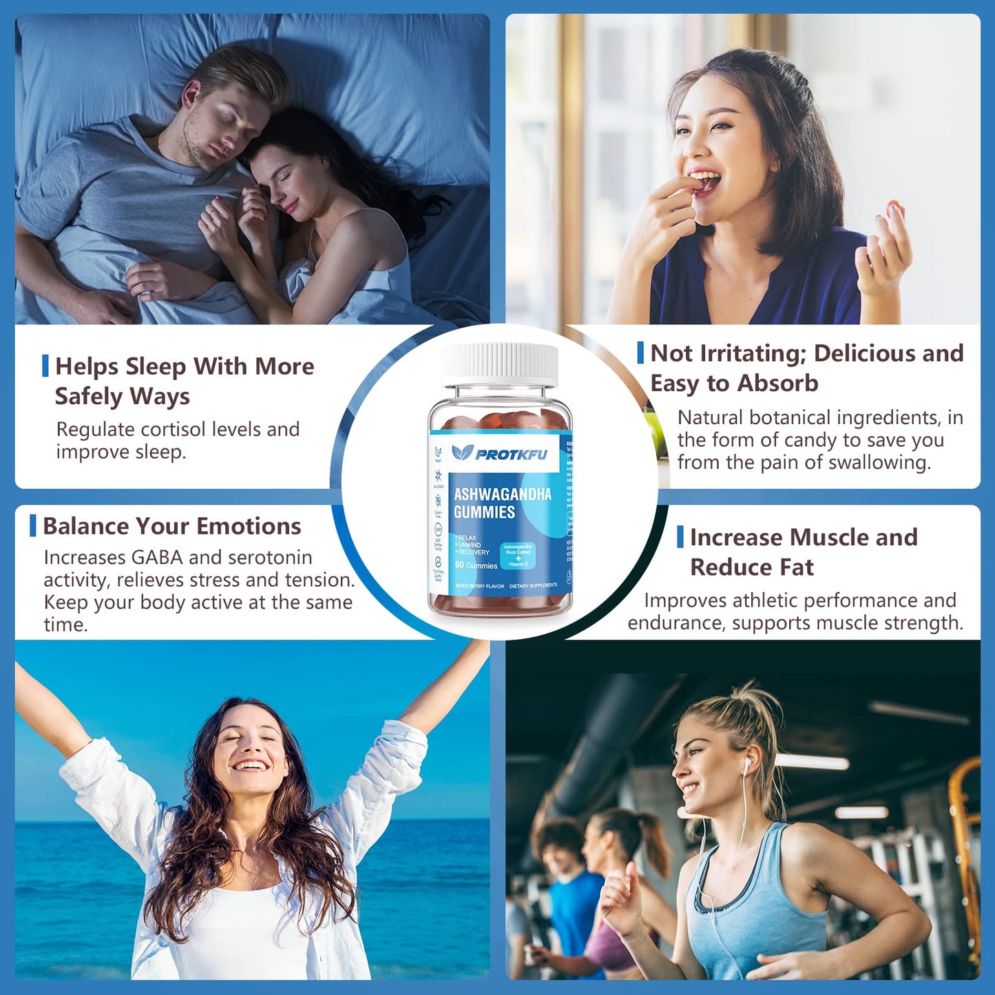 ProTKFU 2 Pack Ashwagandha & Vitamin D3 Gummies – Sleep & Stress Support
