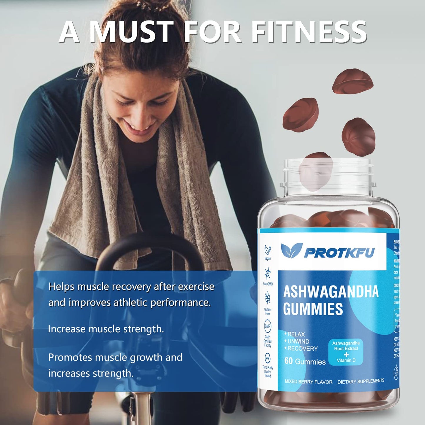 ProTKFU 2 Pack Ashwagandha & Vitamin D3 Gummies – Sleep & Stress Support