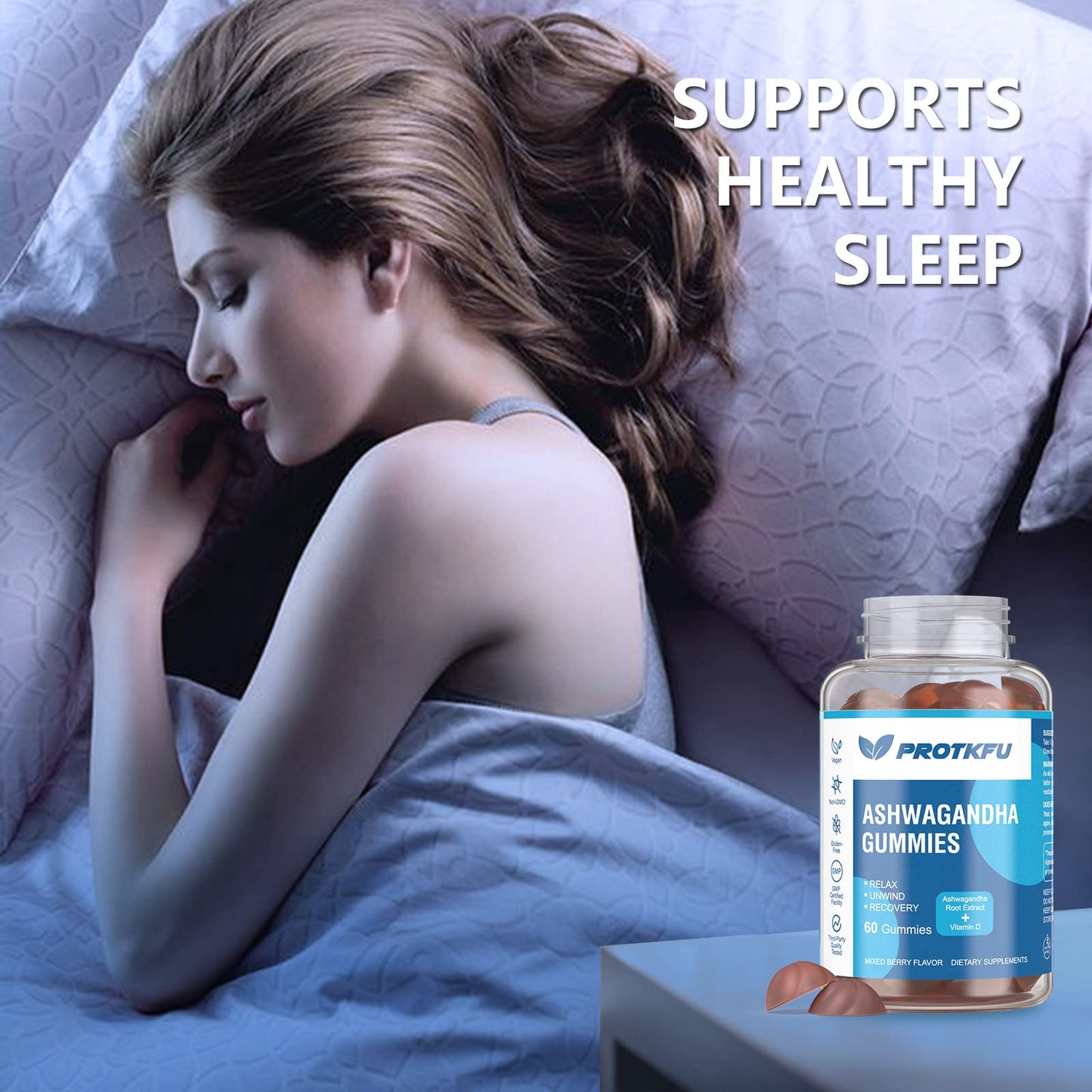 ProTKFU 2 Pack Ashwagandha & Vitamin D3 Gummies – Sleep & Stress Support
