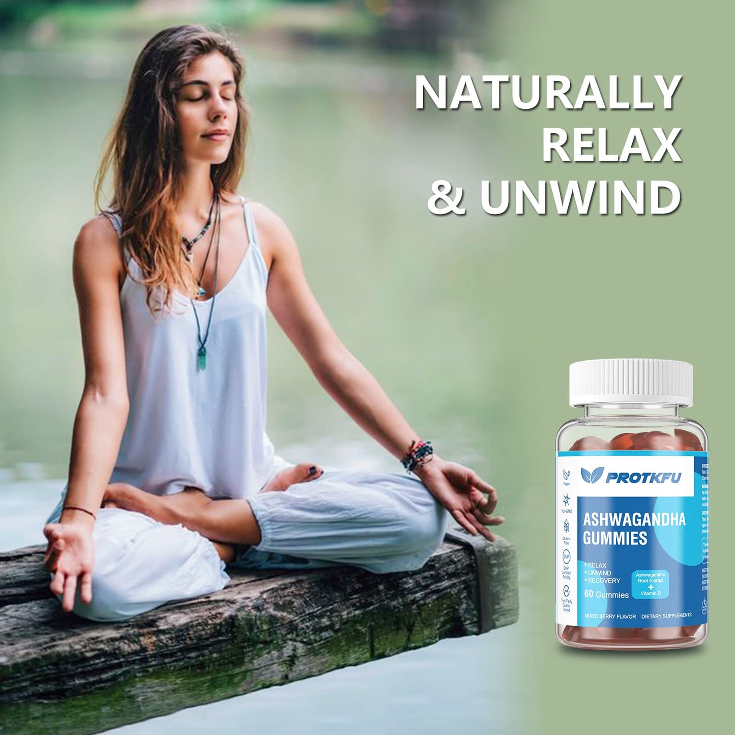 ProTKFU 2 Pack Ashwagandha & Vitamin D3 Gummies – Sleep & Stress Support