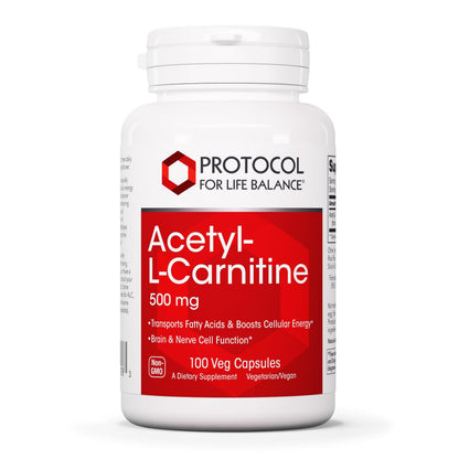 Protocol Acetyl-L-Carnitine 500mg – Energy, Nerve & Brain Support – 100 Veg Caps