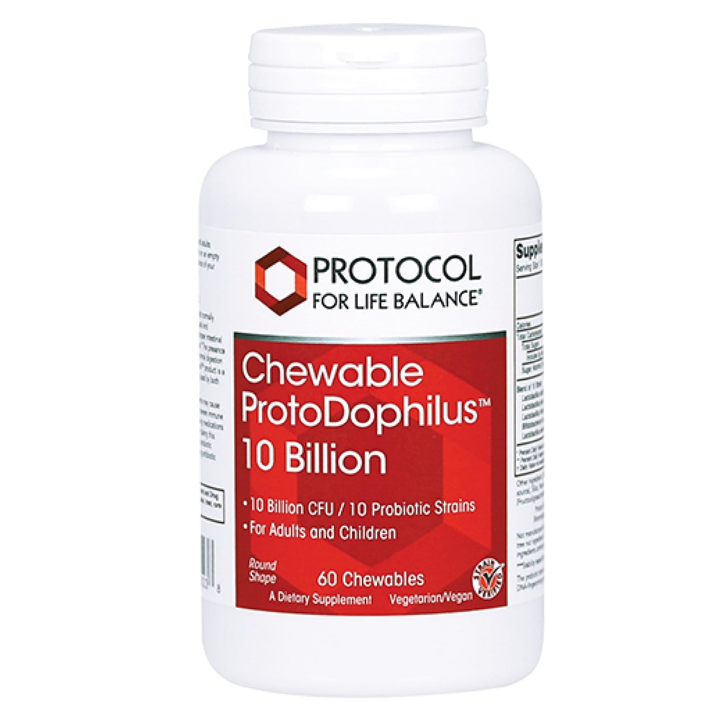 Protocol Chewable Protodophilus - 10 Billion CFU Probiotic | 60 Chewables, Vegan & Halal