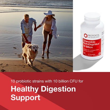 Protocol Chewable Protodophilus - 10 Billion CFU Probiotic | 60 Chewables, Vegan & Halal