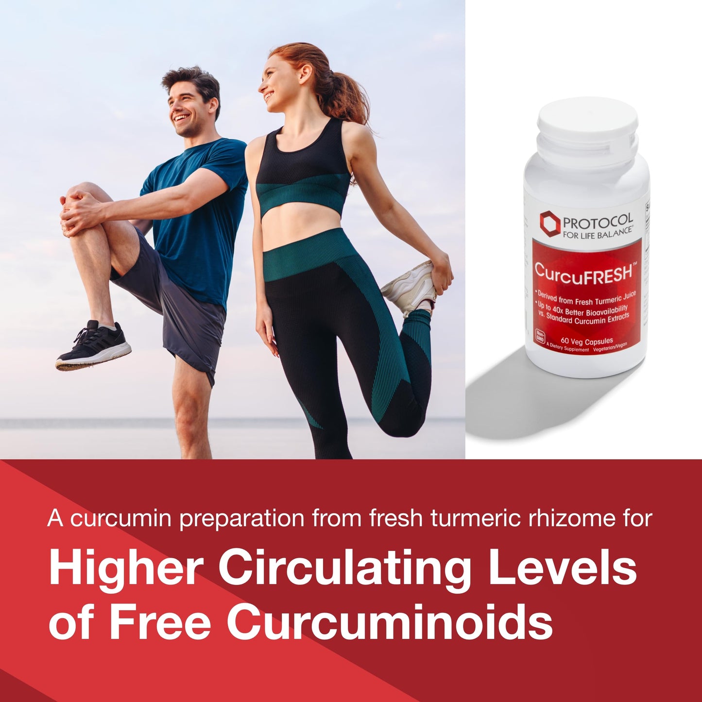 Protocol CurcuFRESH - 40x Absorption* - Turmeric Juice Powder - with Curcuminoids - from Curcuma Longa - Vegan & Non-GMO - 60 Veg Capsules