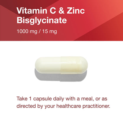 PROTOCOL FOR LIFE BALANCE C-1000 + Zinc-15 - Vitamin C & Zinc Bisglycinate - Immune Support Supplement - Antioxidants Supplement - with Ascorbic Acid - 120 Veg Capsules