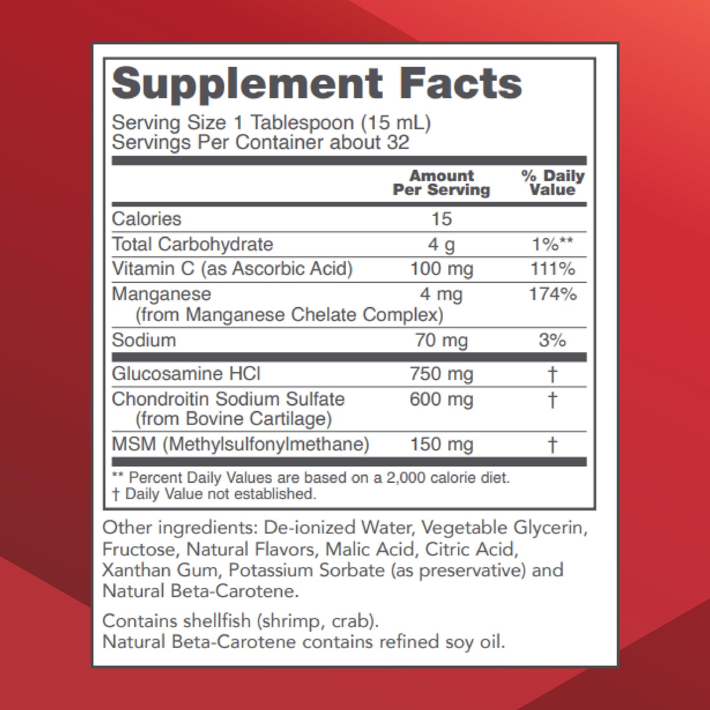 Protocol for Life Balance Liquid Glucosamine & Chondroitin with MSM – Joint Support – Egg Free, Dairy Free – 16 fl oz
