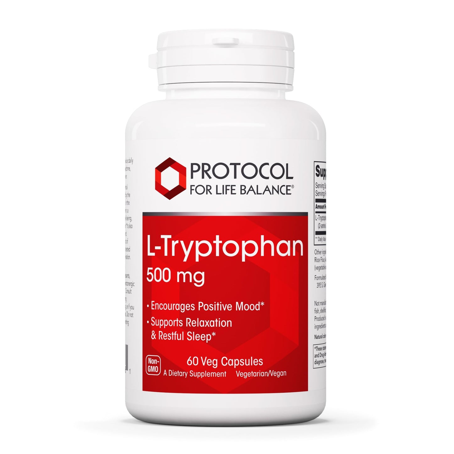 L-Tryptophan 500mg - Stress Relief & Relaxation | Protocol for Life Balance 60 Veg Caps