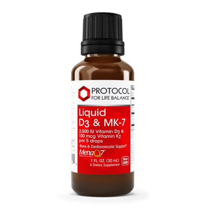 Protocol For Life Balance: Liquid D3 + MK-7 (2500 IU D3, 100 mcg MK-7) – 1 fl oz
