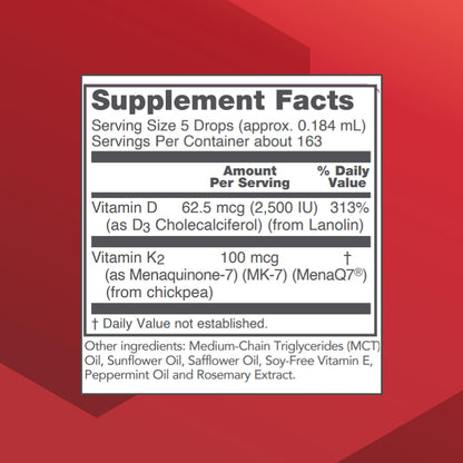 Protocol For Life Balance: Liquid D3 + MK-7 (2500 IU D3, 100 mcg MK-7) – 1 fl oz