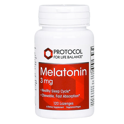 Protocol For Life Balance Melatonin 3mg Chewable Lozenges – Sleep Support for Adults, 120 Count, Kosher