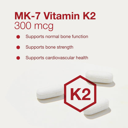 Protocol For Life Balance MK-7 Vitamin K2 300mcg - Extra Strength - 60 Veg Capsules (Non-GMO & Vegan)