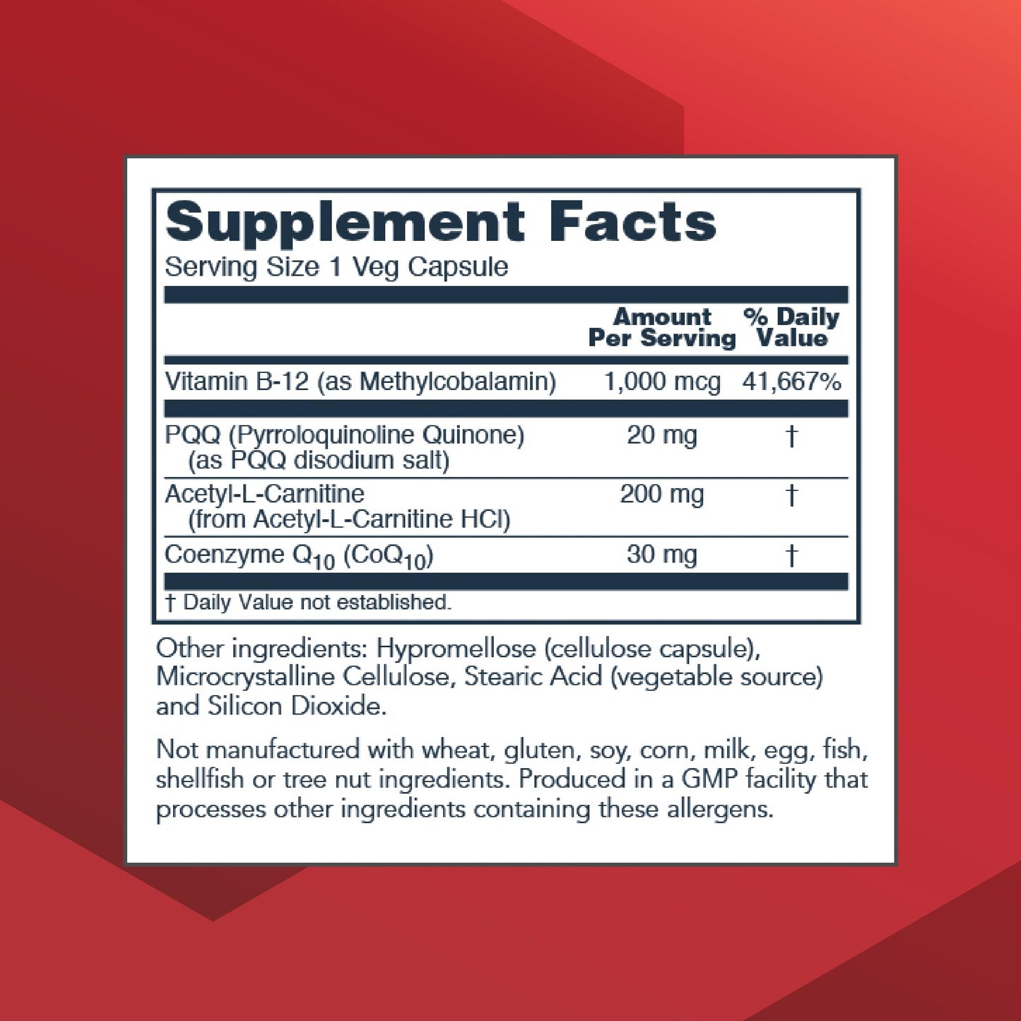 PROTOCOL FOR LIFE BALANCE PQQ Complex – Mitochondrial Health, CoQ10 & L-Carnitine – B Vitamins – 30 Veg Caps