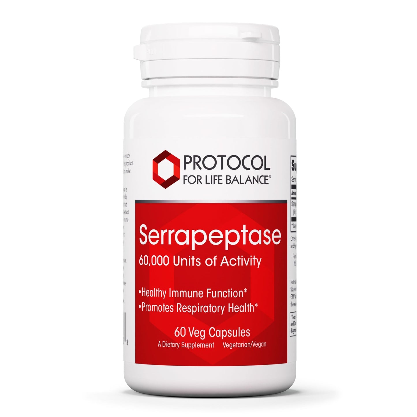 PROTOCOL FOR LIFE BALANCE Serrapeptase - Digestive Enzyme Capsule - 60,000 Units Activity -Support Respiratory Health - Immune Support Supplement - 60 Veg Caps