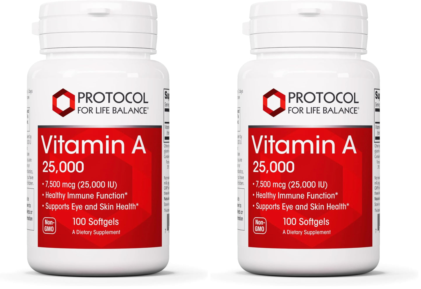 Vitamin A 25,000 IU - Eye & Immune Health | Protocol For Life Balance | 100 Softgels (2-Pack)