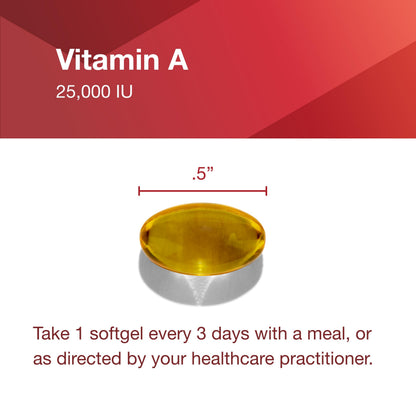 Vitamin A 25,000 IU - Eye & Immune Health | Protocol For Life Balance | 100 Softgels (2-Pack)
