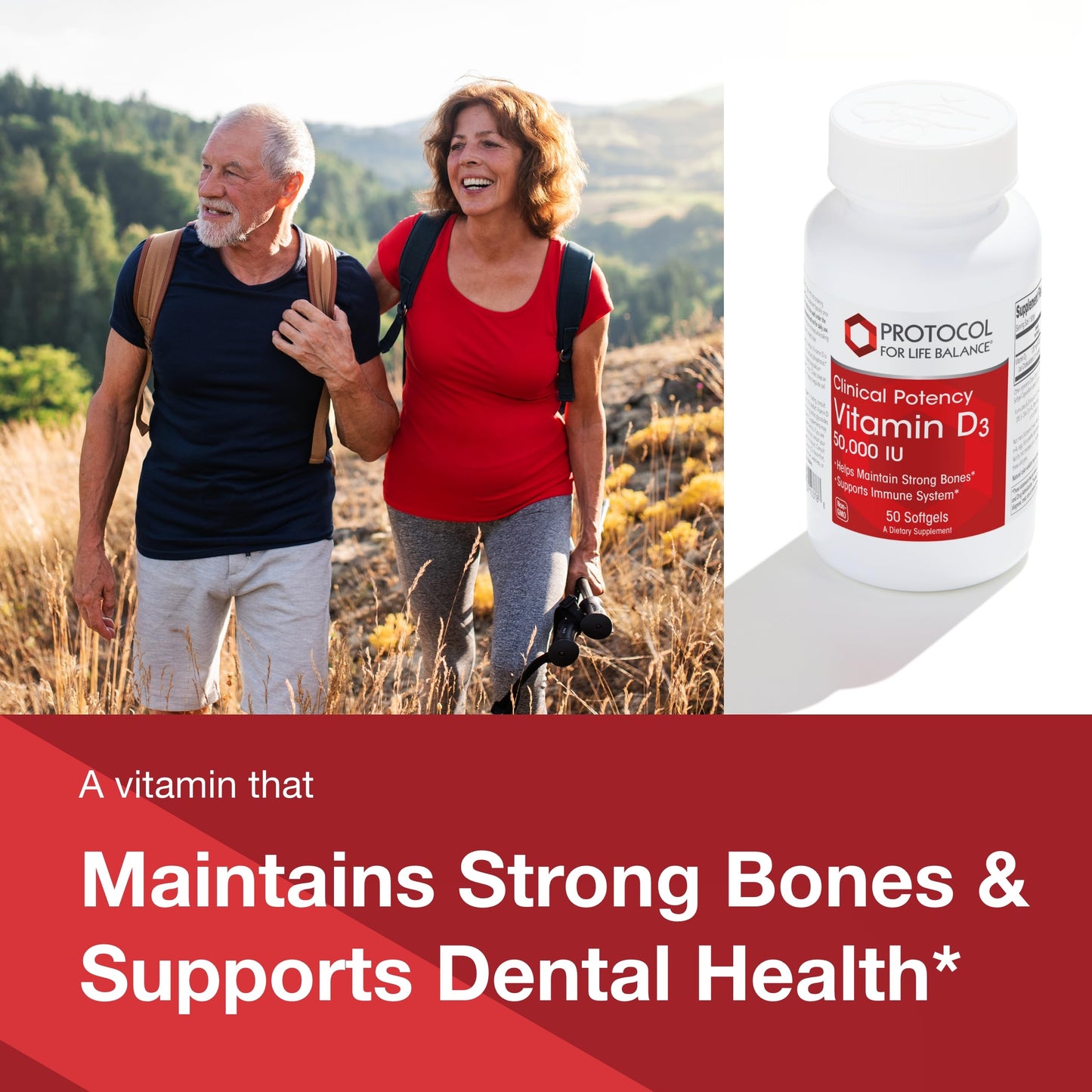 Protocol For Life Balance Vitamin D3 50,000 IU – Immune & Bone Health (50 Softgels)