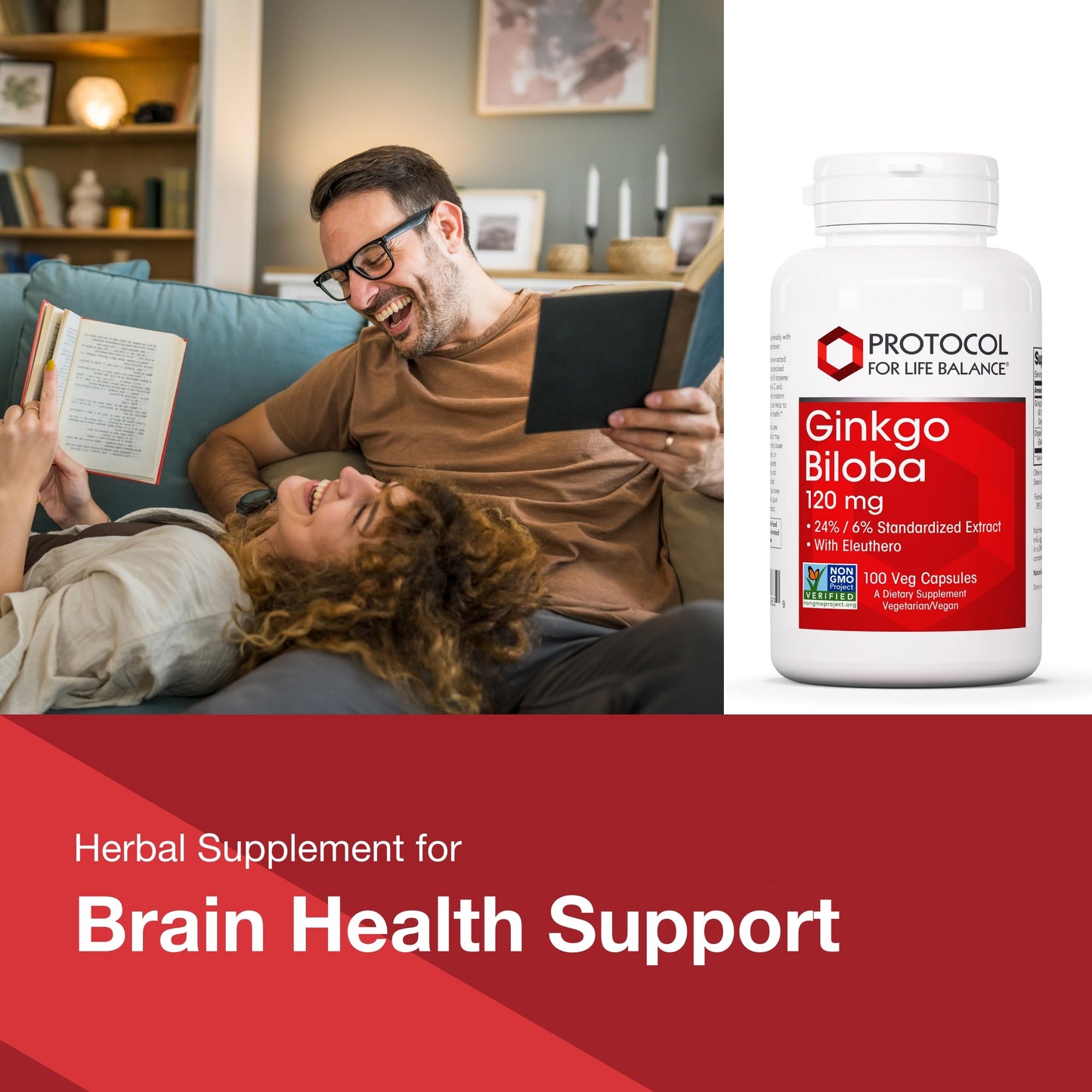 Protocol Ginkgo Biloba 120 mg with Eleuthero – Brain Health & Circulation | 100 Veg Capsules