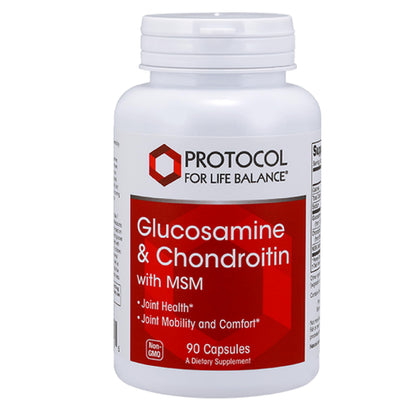 Protocol Glucosamine & Chondroitin with MSM - Joint Support* - 90 Veg Caps - Non-GMO & Dairy Free