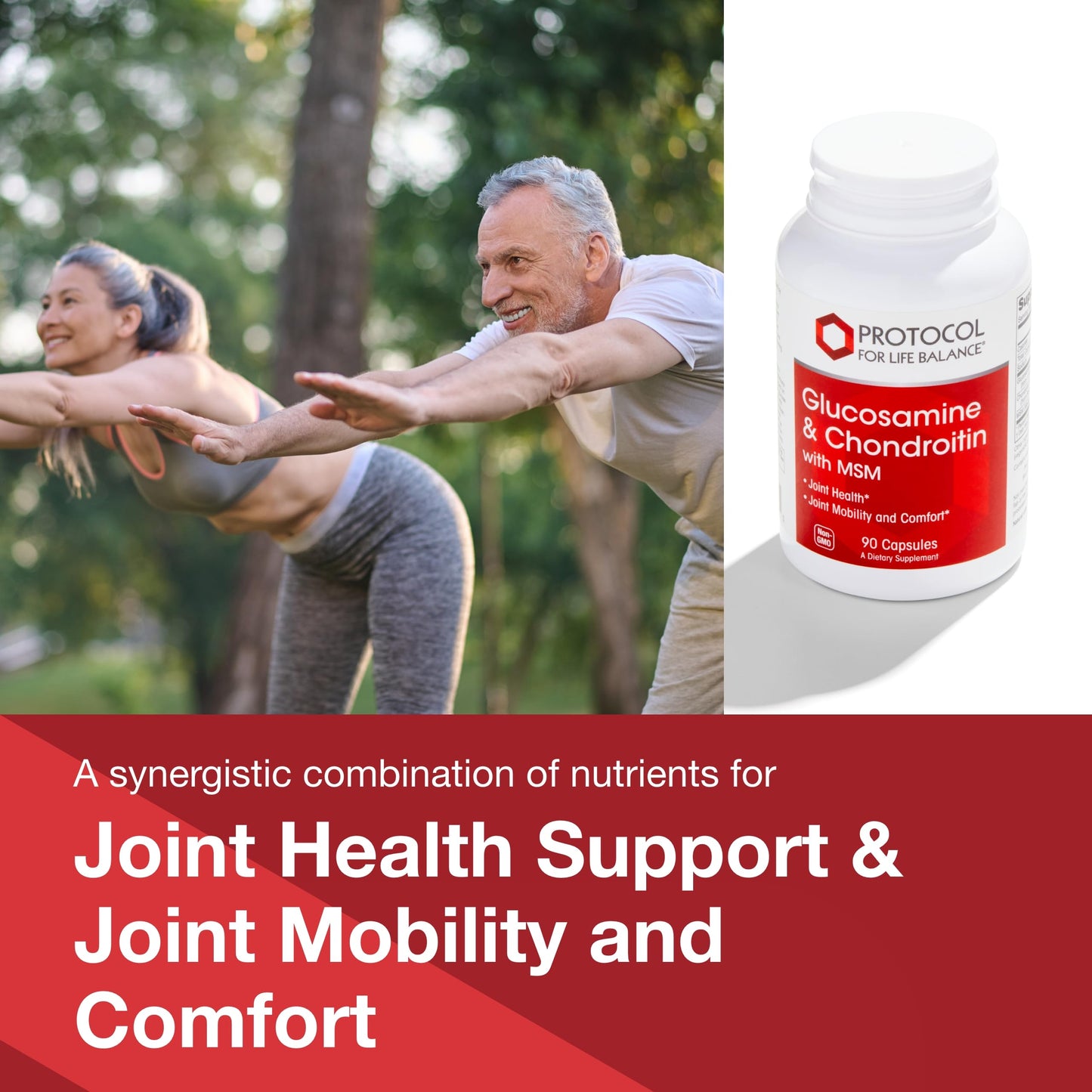 Protocol Glucosamine & Chondroitin with MSM - Joint Support* - 90 Veg Caps - Non-GMO & Dairy Free