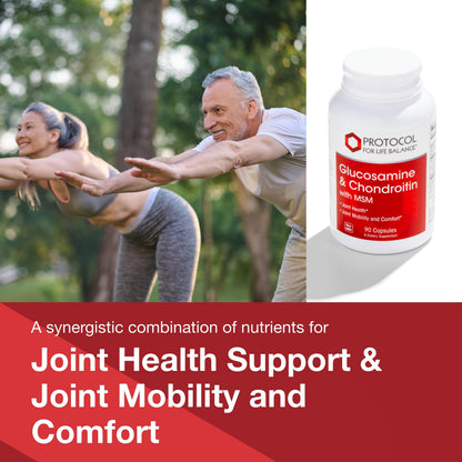 Protocol Glucosamine & Chondroitin with MSM - Joint Support* - 90 Veg Caps - Non-GMO & Dairy Free