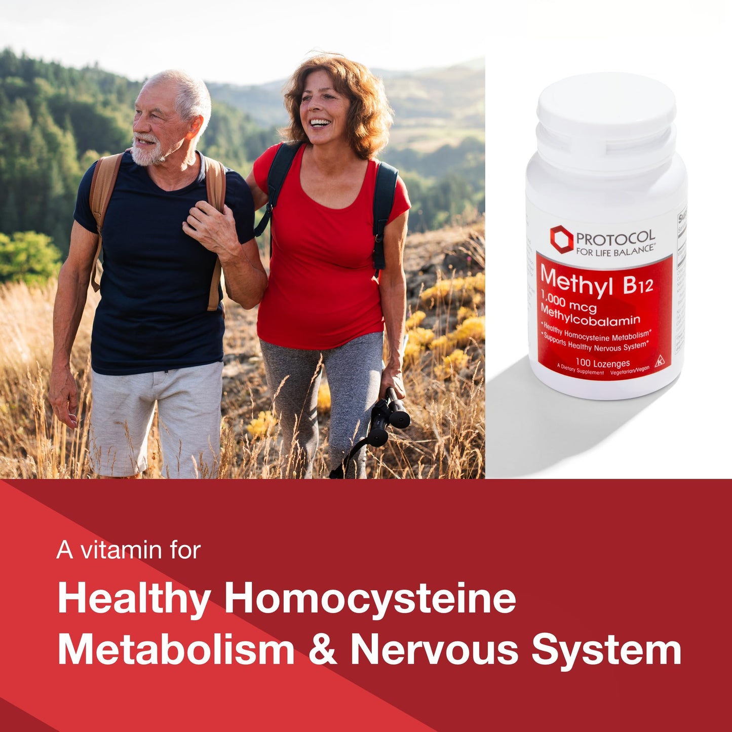 Protocol for Life Balance Methyl B12 1,000mcg – Brain Health & Nervous System Support – Kosher, Halal & Vegan | 100 Lozenges
