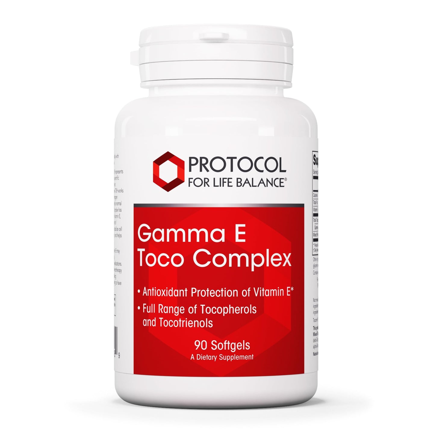 Protocol for Life Balance Gamma E Toco Complex - Vitamin E 300 mg | Antioxidant Support | Tocotrienols | Halal & Dairy Free | 90 Softgels