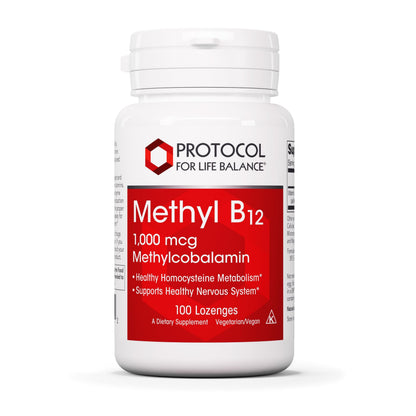 Protocol for Life Balance Methyl B12 1,000mcg – Brain Health & Nervous System Support – Kosher, Halal & Vegan | 100 Lozenges