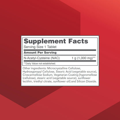 PROTOCOL FOR LIFE BALANCE NAC N-Acetyl Cysteine 1000mg - Glutathione Production & Respiratory Support - 120 Tabs