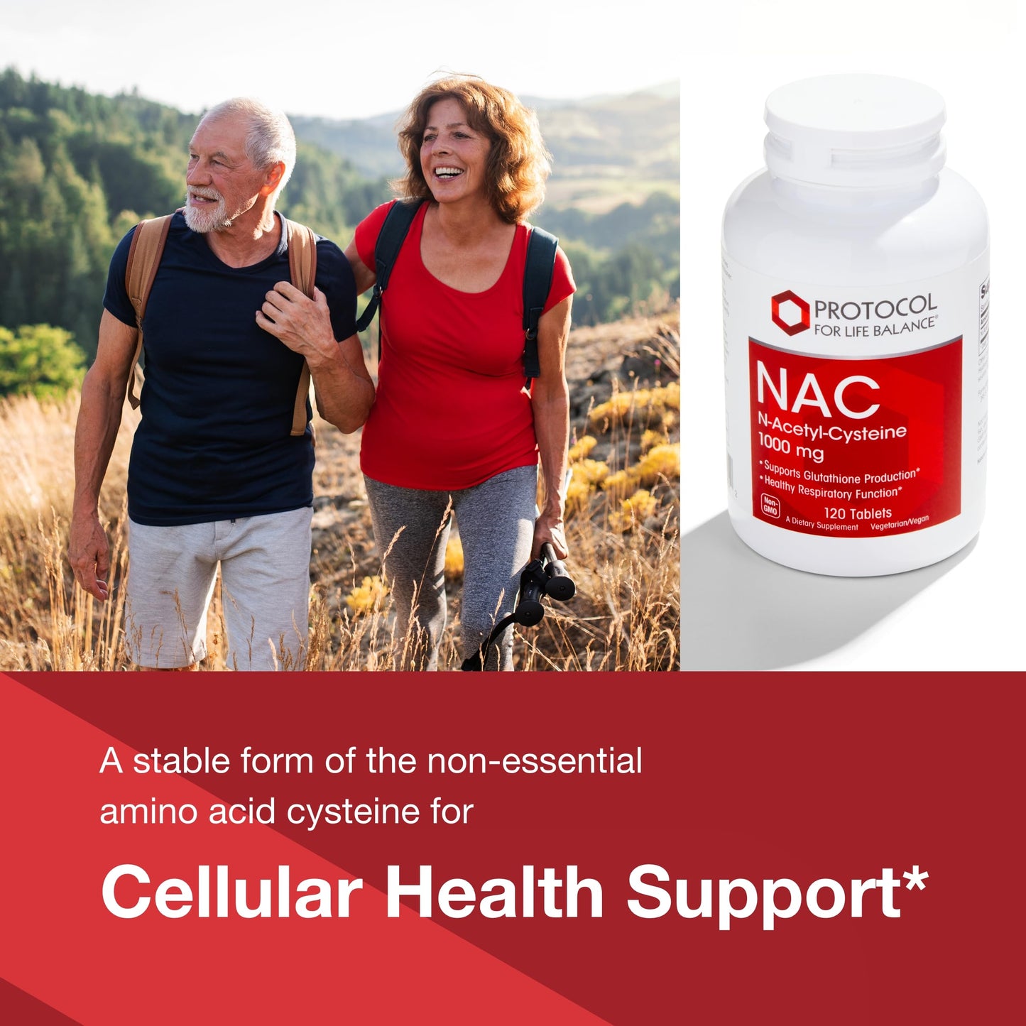 PROTOCOL FOR LIFE BALANCE NAC N-Acetyl Cysteine 1000mg - Glutathione Production & Respiratory Support - 120 Tabs