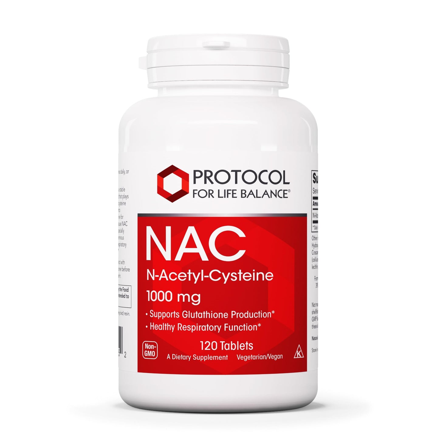 PROTOCOL FOR LIFE BALANCE NAC N-Acetyl Cysteine 1000mg - Glutathione Production & Respiratory Support - 120 Tabs