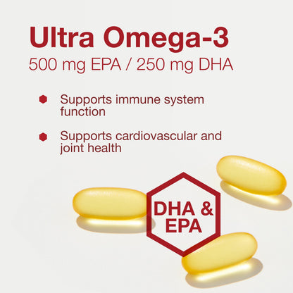PROTOCOL FOR LIFE BALANCE Ultra Omega-3 500mg EPA/250mg DHA – Fish Oil for Brain & Heart Health, Non-GMO & Halal, 90 Softgels