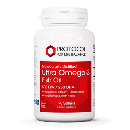 PROTOCOL FOR LIFE BALANCE Ultra Omega-3 500mg EPA/250mg DHA – Fish Oil for Brain & Heart Health, Non-GMO & Halal, 90 Softgels