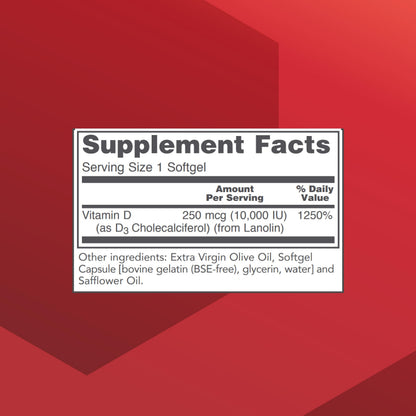 PROTOCOL FOR LIFE BALANCE Vitamin D3 10,000 IU – Immune Support, 120 Softgels