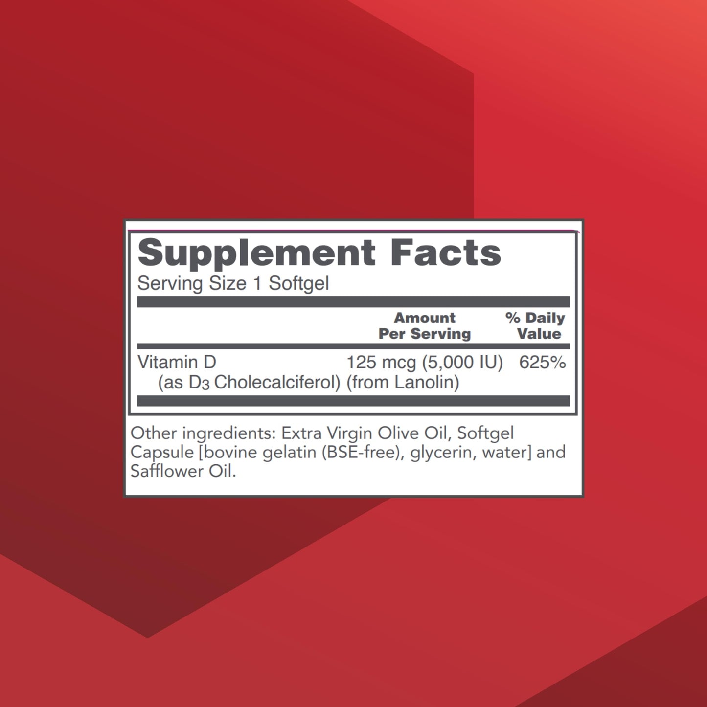 Protocol For Life Balance Vitamin D3 5000 IU Softgels - Supports Calcium Absorption, Bone, Dental Health, Immune, Nervous System & Cognitive Function - 120 Softgels
