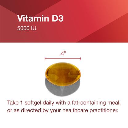 Protocol For Life Balance Vitamin D3 5000 IU Softgels - Supports Calcium Absorption, Bone, Dental Health, Immune, Nervous System & Cognitive Function - 120 Softgels