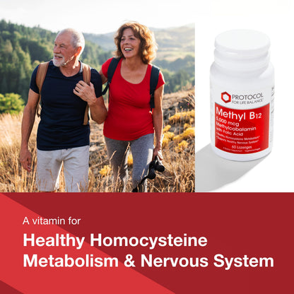 Protocol Methyl B12 5,000mcg – Vitamin B12 for Homocysteine Metabolism | Brain & Nervous System Support | Kosher, Halal & Vegan | 60 Lozenges