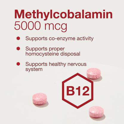 Protocol Methyl B12 5,000mcg – Vitamin B12 for Homocysteine Metabolism | Brain & Nervous System Support | Kosher, Halal & Vegan | 60 Lozenges