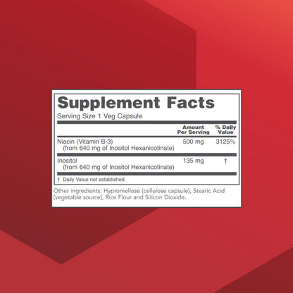 Protocol Niacin 500mg No-Flush Niacin - Vitamin B3 for Energy & Metabolism | 90 Veg Caps | Vegan & Kosher