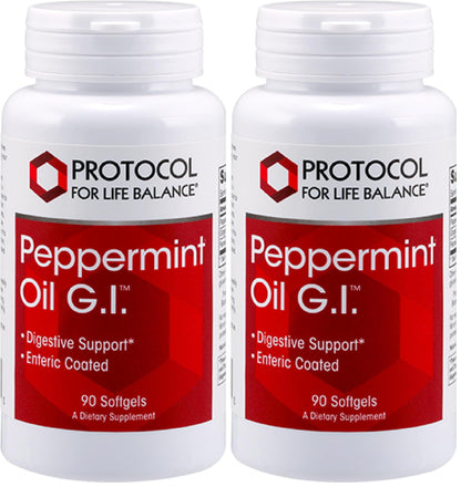 Protocol Peppermint G.I. - Digestive Health Support* | Enteric-Coated with Peppermint, Ginger & Fennel Oils | Dairy Free & Halal | 90 Softgels (Pack of 2)